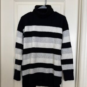 Talbots Striped Black and White Turtleneck Sweater